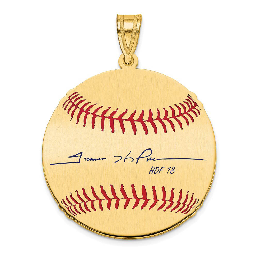 14K Gold Plated Trevor Hoffman Signature MD Enamel Baseball Pendant, Item P31315 by The Black Bow Jewelry Co.