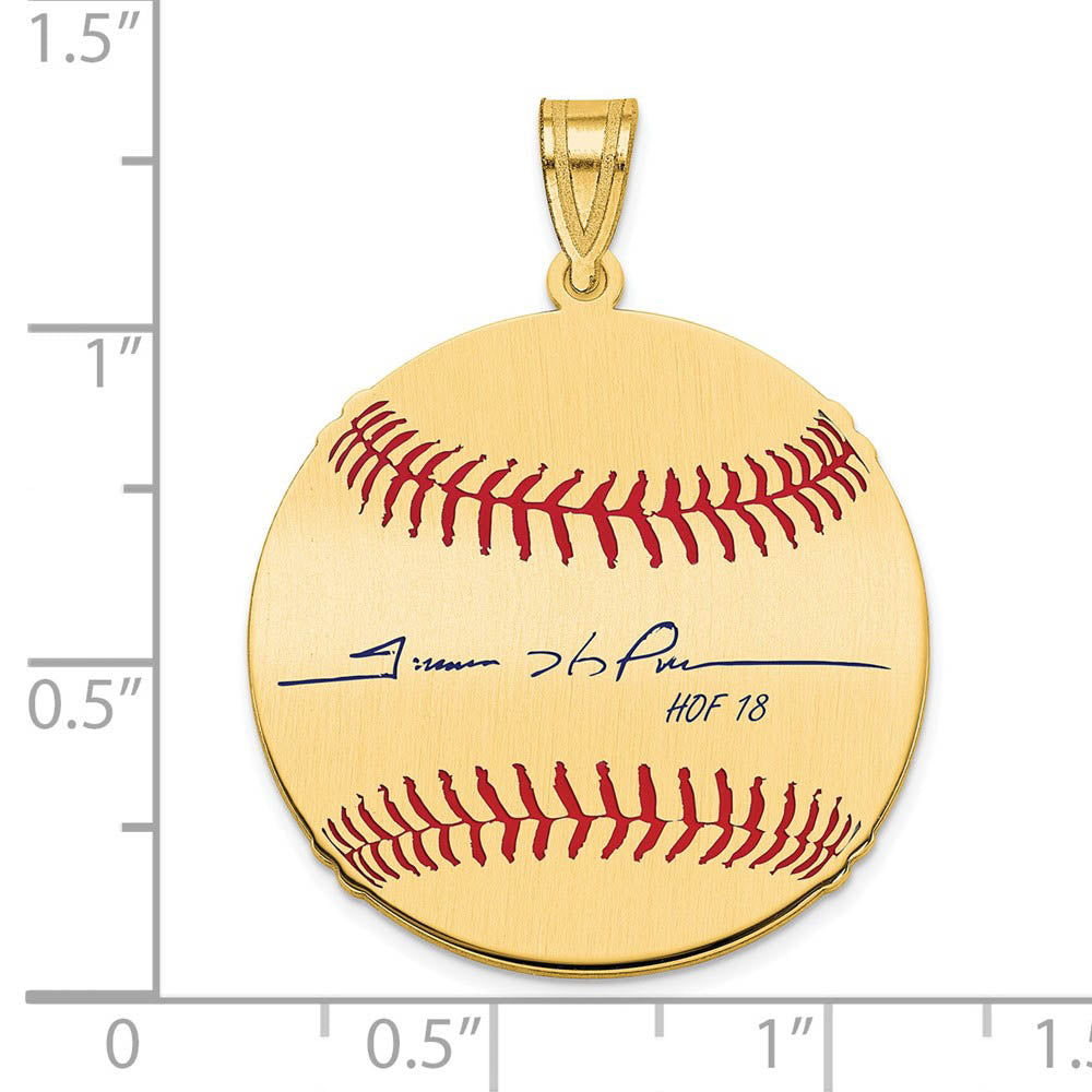 Alternate view of the 14K Gold Plated Trevor Hoffman Signature MD Enamel Baseball Pendant by The Black Bow Jewelry Co.