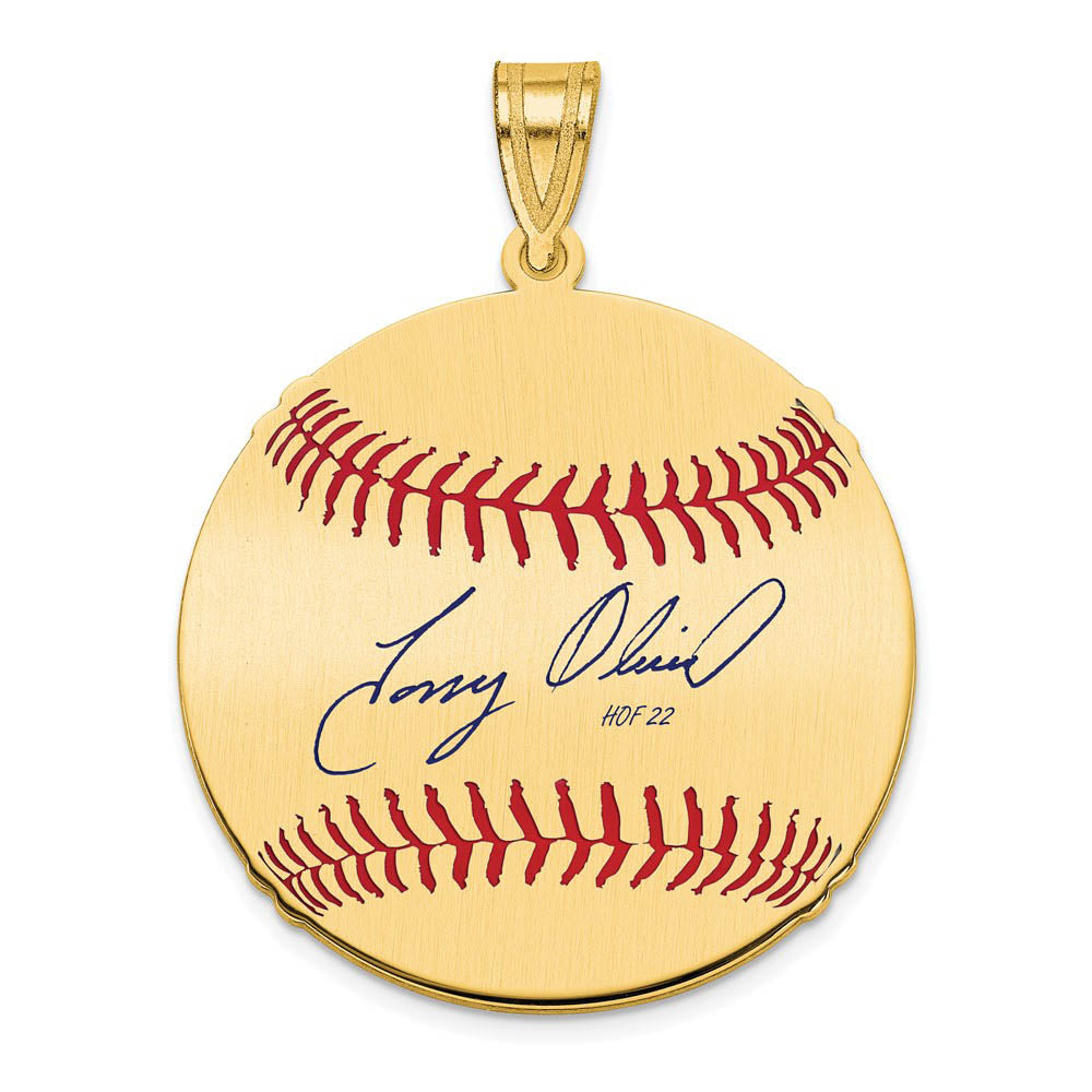 14K Gold Plated Tony Oliva Signature MD Enamel Baseball Pendant, Item P31318 by The Black Bow Jewelry Co.
