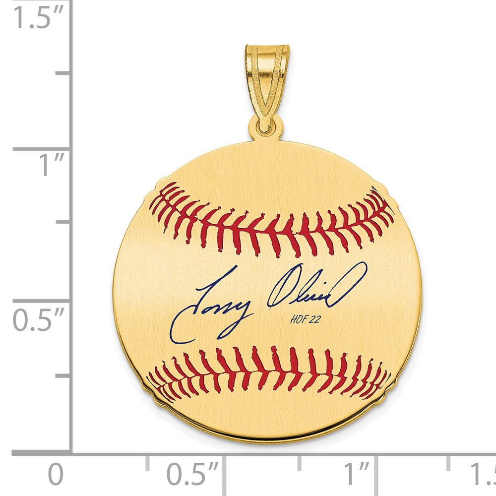 Alternate view of the 14K Gold Plated Tony Oliva Signature MD Enamel Baseball Pendant by The Black Bow Jewelry Co.