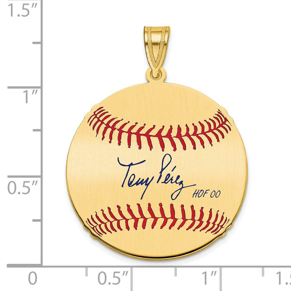 Alternate view of the 14K Gold Plated Tony Perez Signature MD Enamel Baseball Pendant by The Black Bow Jewelry Co.