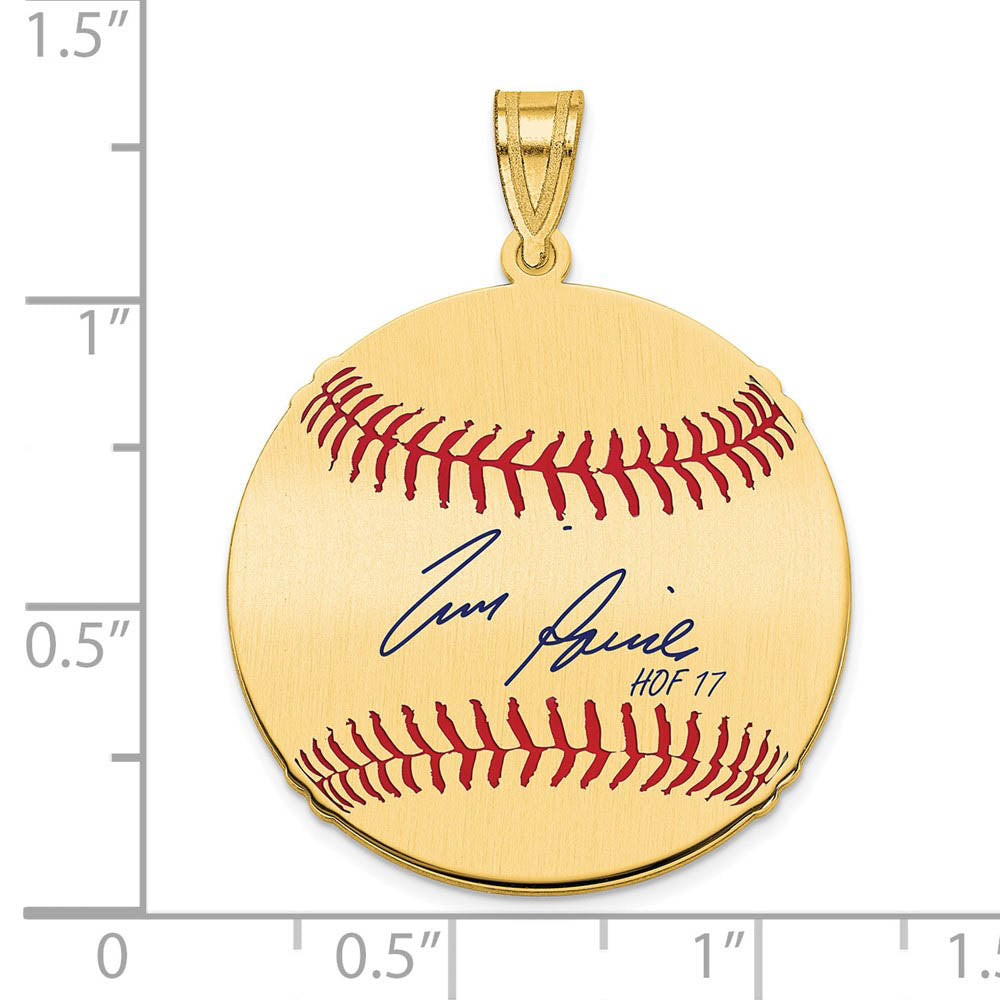 Alternate view of the 14K Gold Plated Tim Raines Signature MD Enamel Baseball Pendant by The Black Bow Jewelry Co.