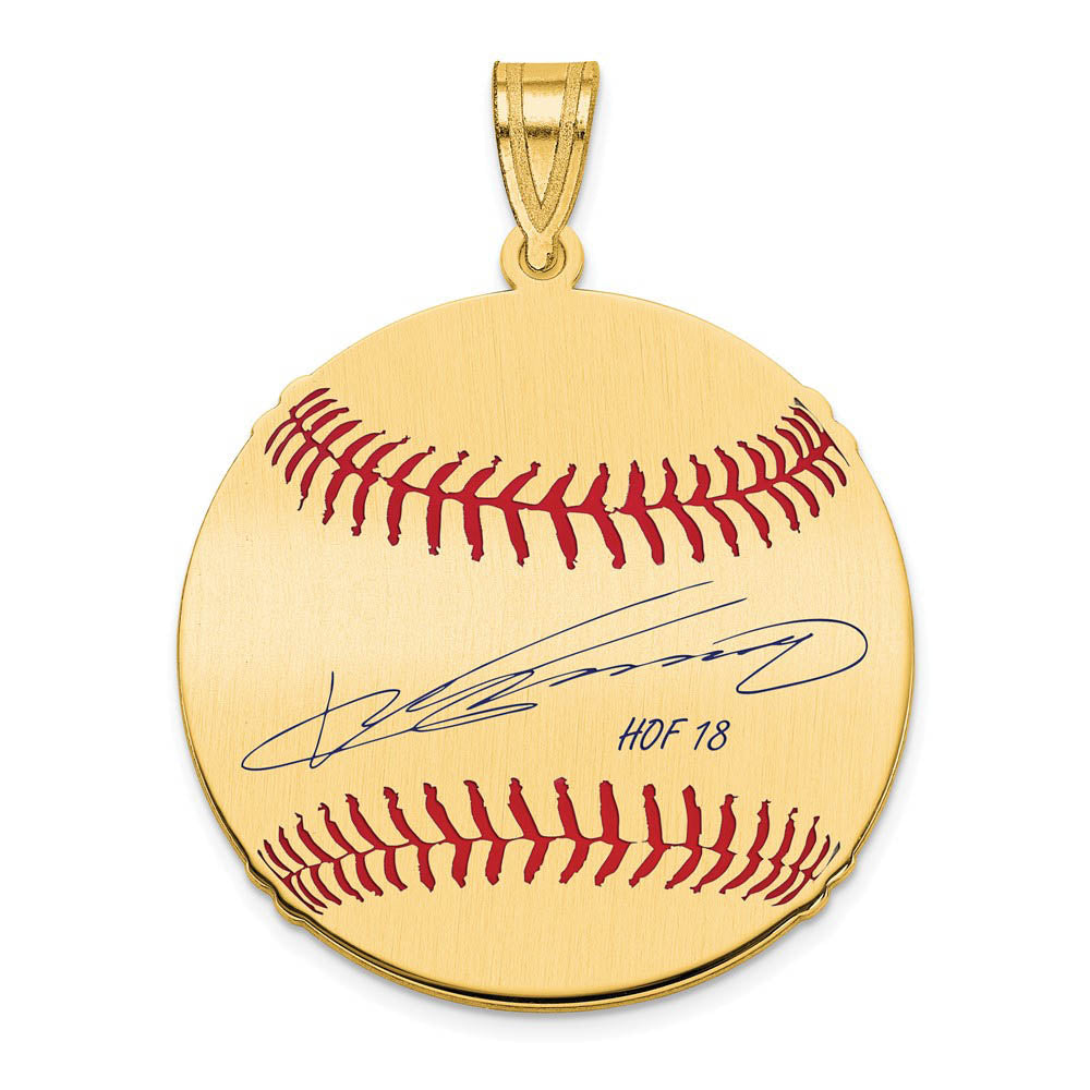 14K Gold Plated Vladimir Guerrero Signature MD Enamel Baseball Pendant, Item P31321 by The Black Bow Jewelry Co.