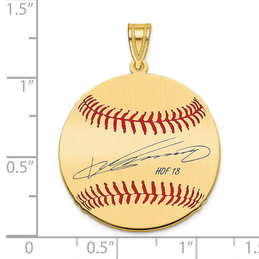 Alternate view of the 14K Gold Plated Vladimir Guerrero Signature MD Enamel Baseball Pendant by The Black Bow Jewelry Co.