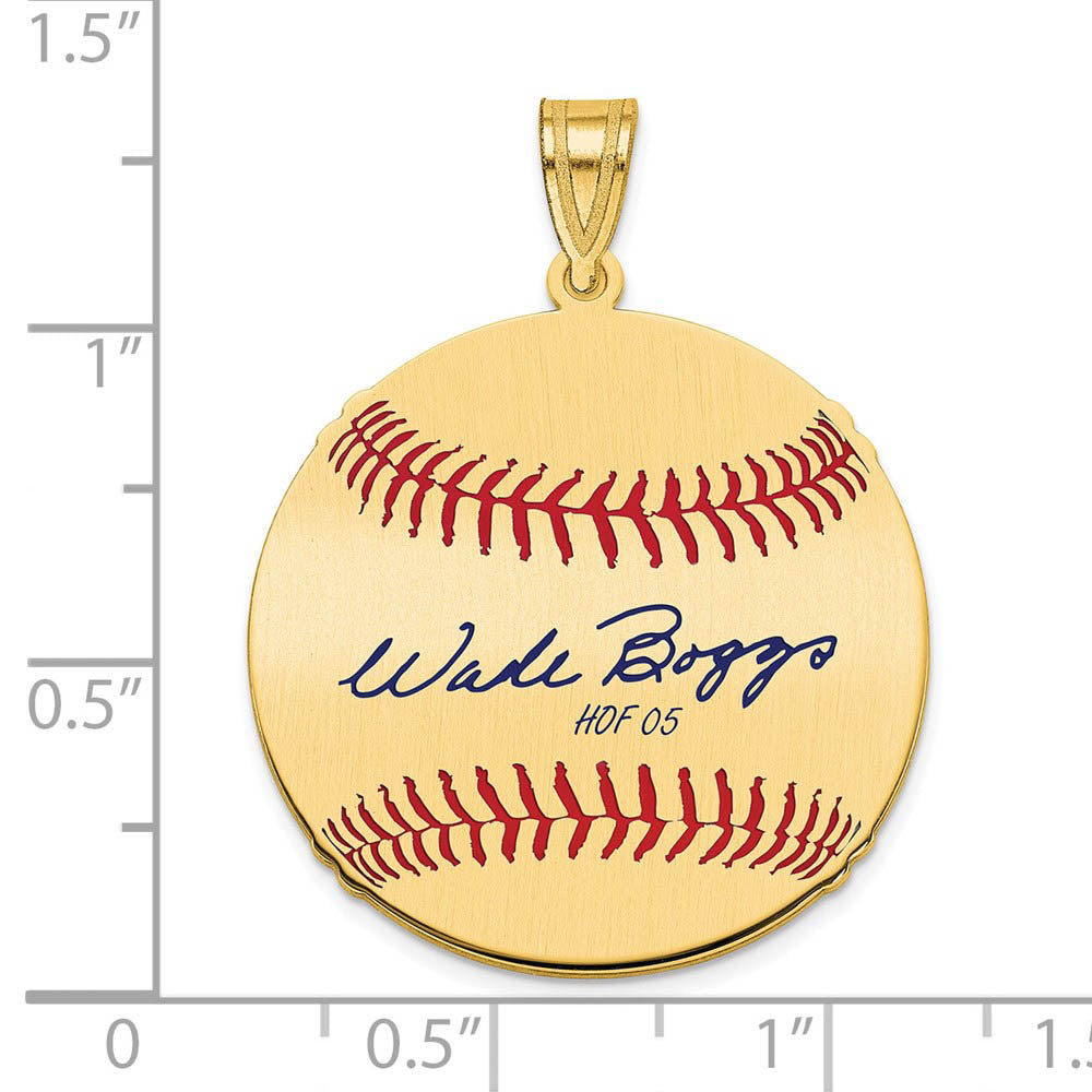 Alternate view of the 14K Gold Plated Wade Boggs Signature MD Enamel Baseball Pendant by The Black Bow Jewelry Co.