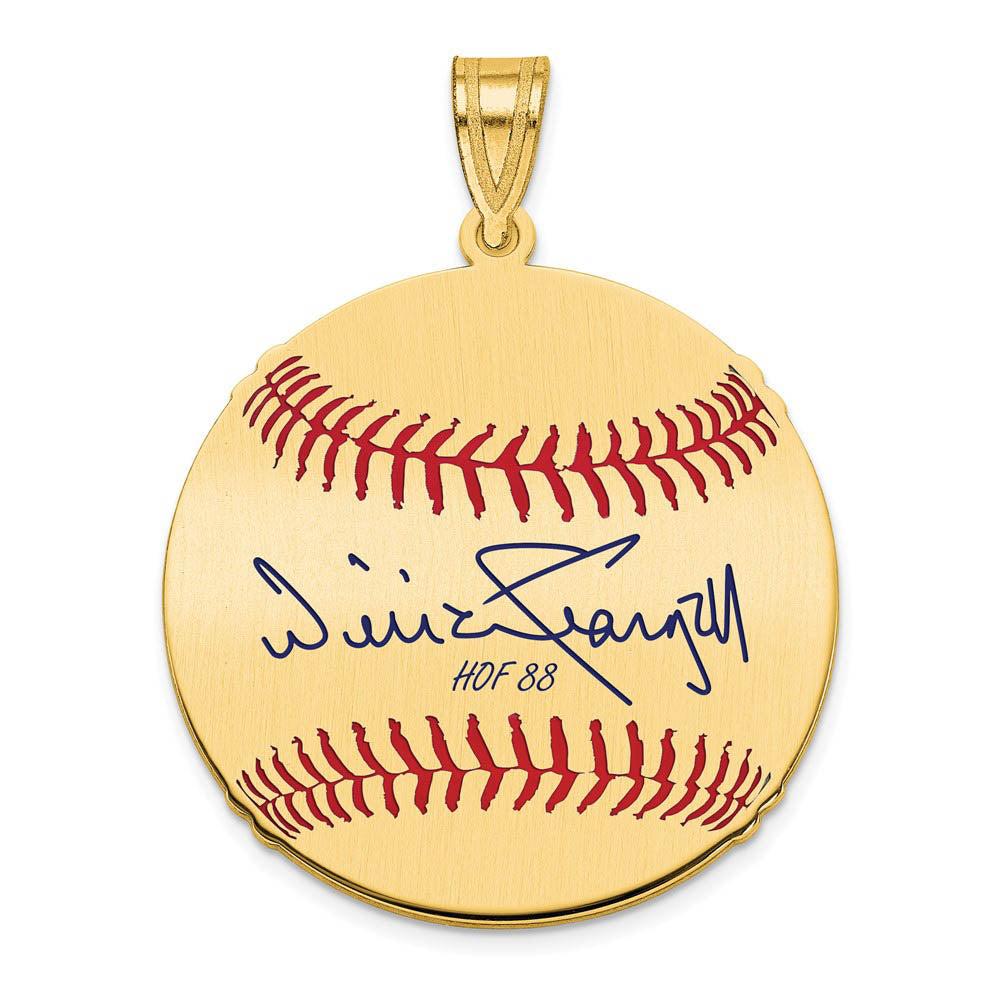 14K Gold Plated Willie Stargell Signature MD Enamel Baseball Pendant, Item P31326 by The Black Bow Jewelry Co.
