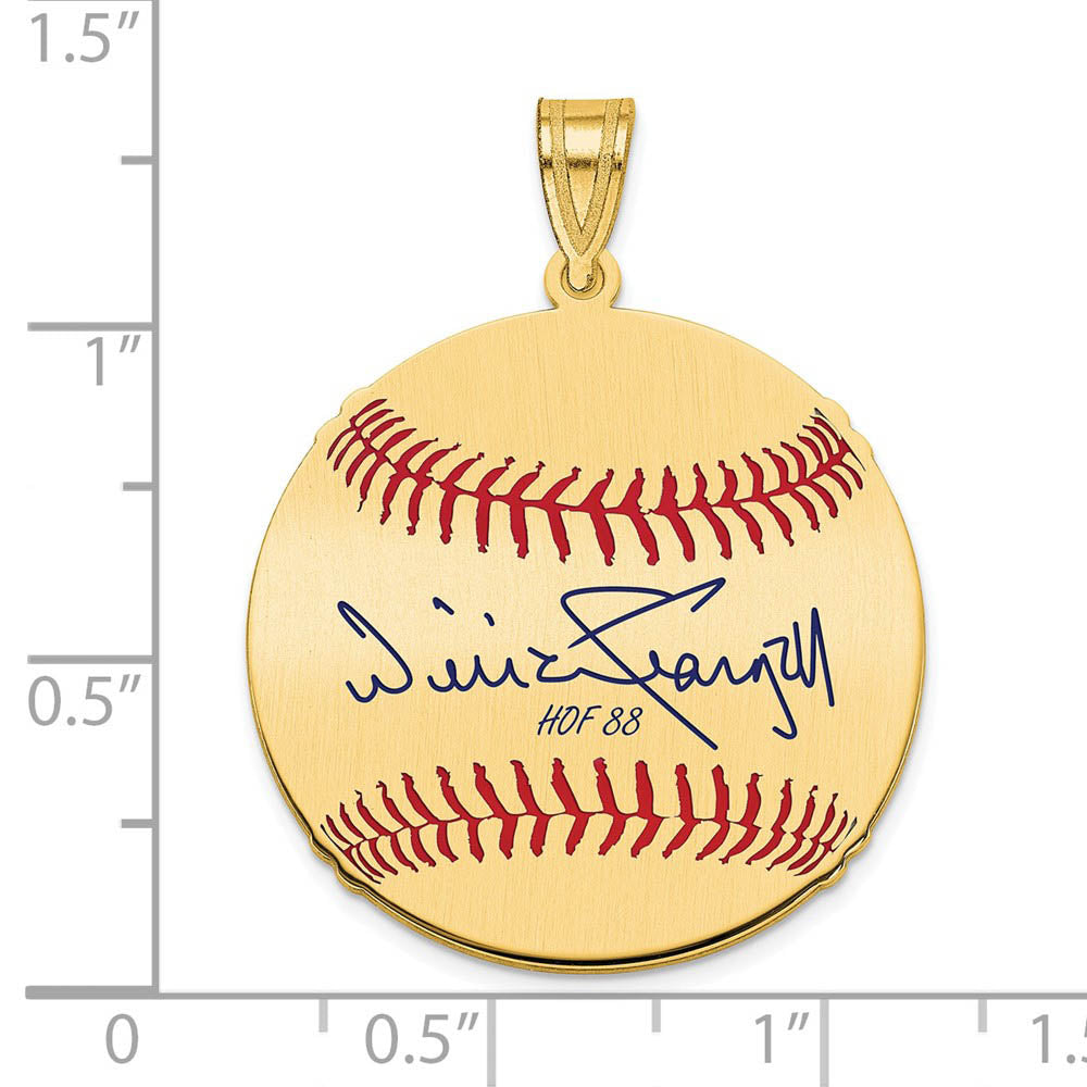Alternate view of the 14K Gold Plated Willie Stargell Signature MD Enamel Baseball Pendant by The Black Bow Jewelry Co.
