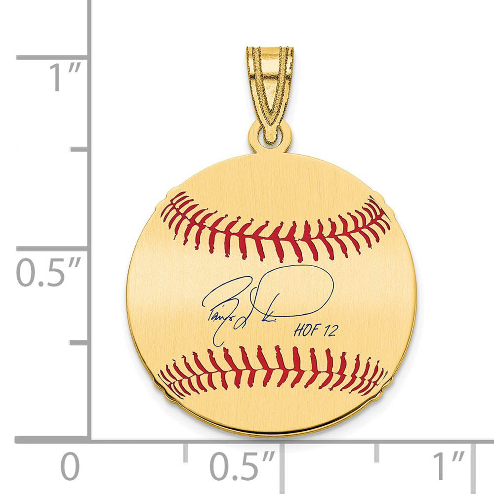 Alternate view of the 14K Gold Plated Barry Larkin Signature SM Enamel Baseball Pendant by The Black Bow Jewelry Co.