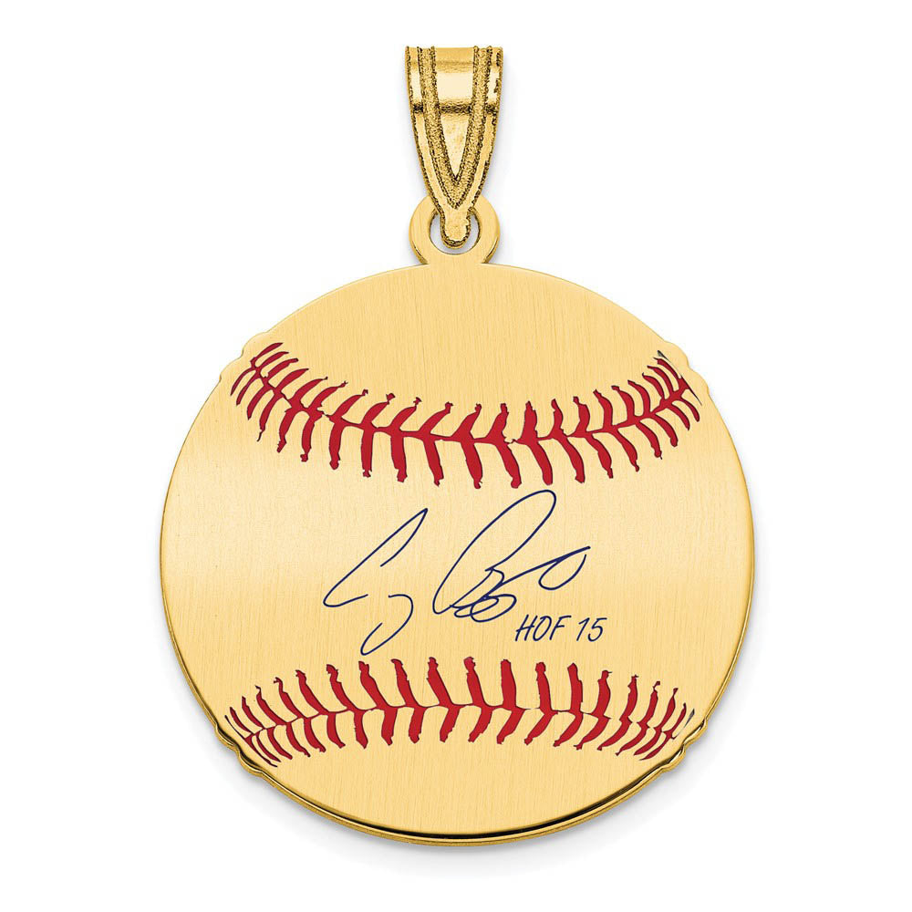 14K Gold Plated Craig Biggio Signature SM Enamel Baseball Pendant, Item P31340 by The Black Bow Jewelry Co.