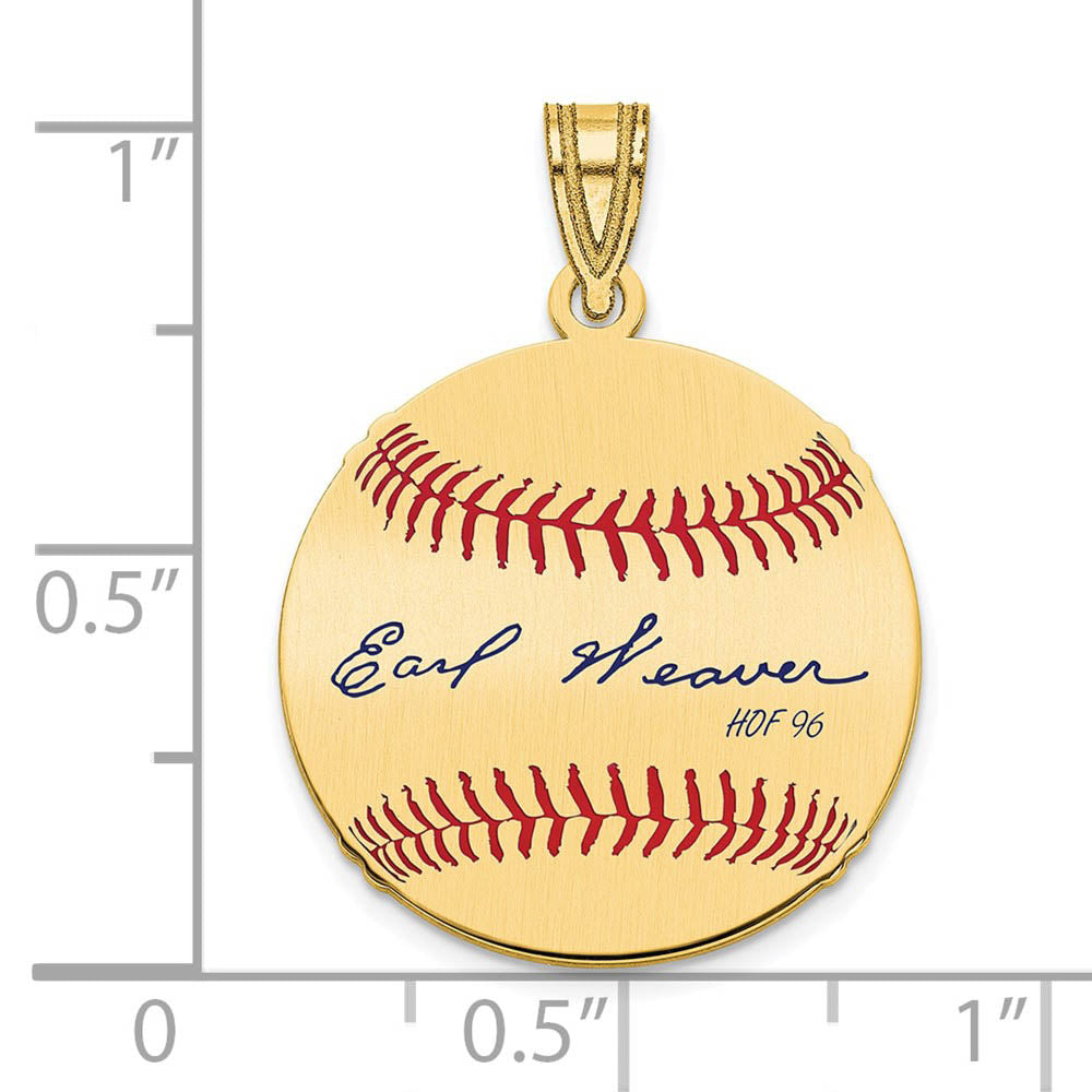 Alternate view of the 14K Gold Plated Earl Weaver Signature SM Enamel Baseball Pendant by The Black Bow Jewelry Co.