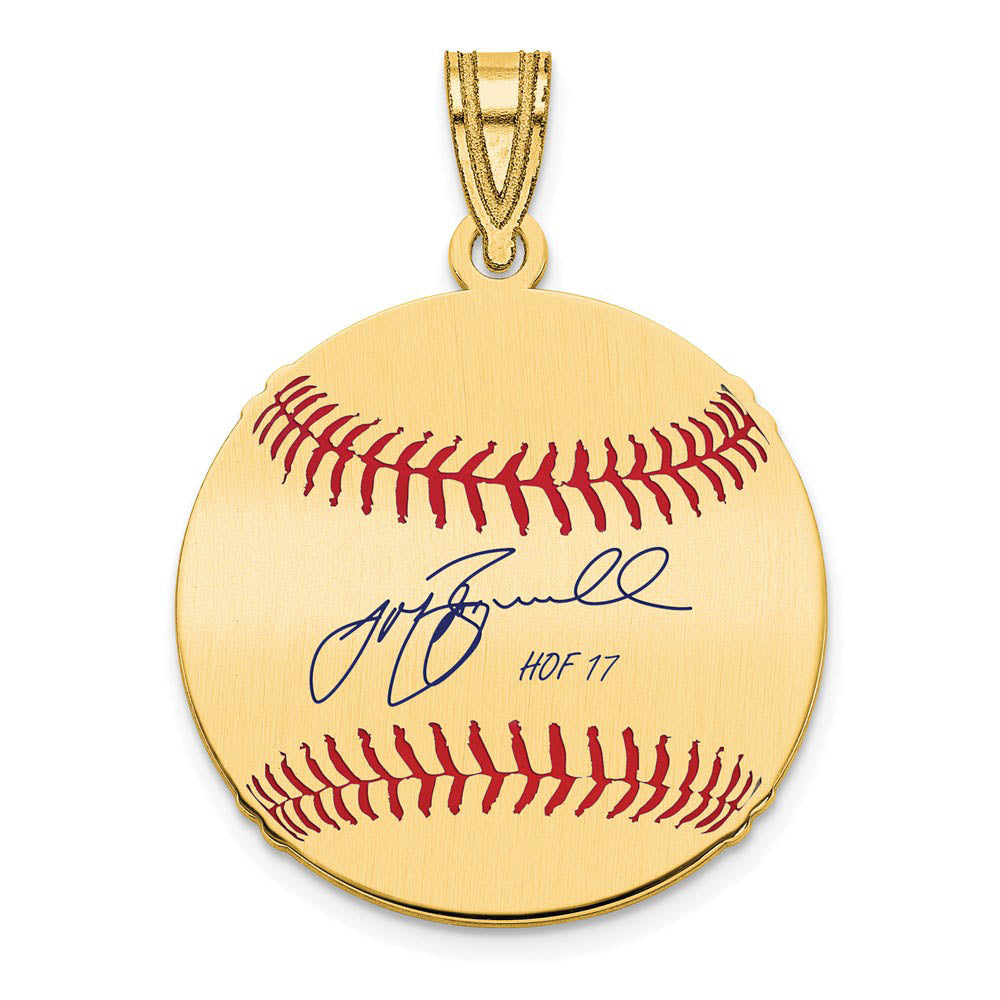 14K Gold Plated Jeff Bagwell Signature SM Enamel Baseball Pendant, Item P31361 by The Black Bow Jewelry Co.