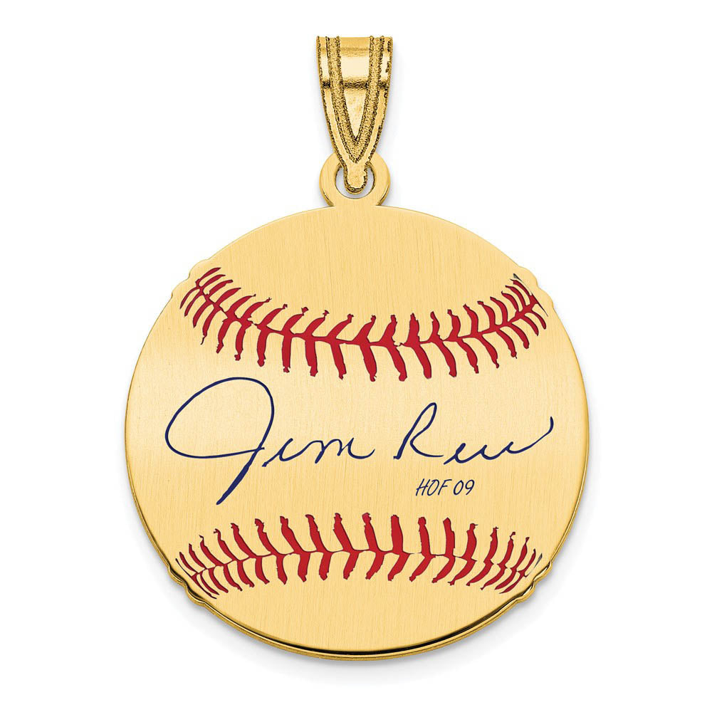 14K Gold Plated Jim Rice Signature SM Enamel Baseball Pendant, Item P31367 by The Black Bow Jewelry Co.