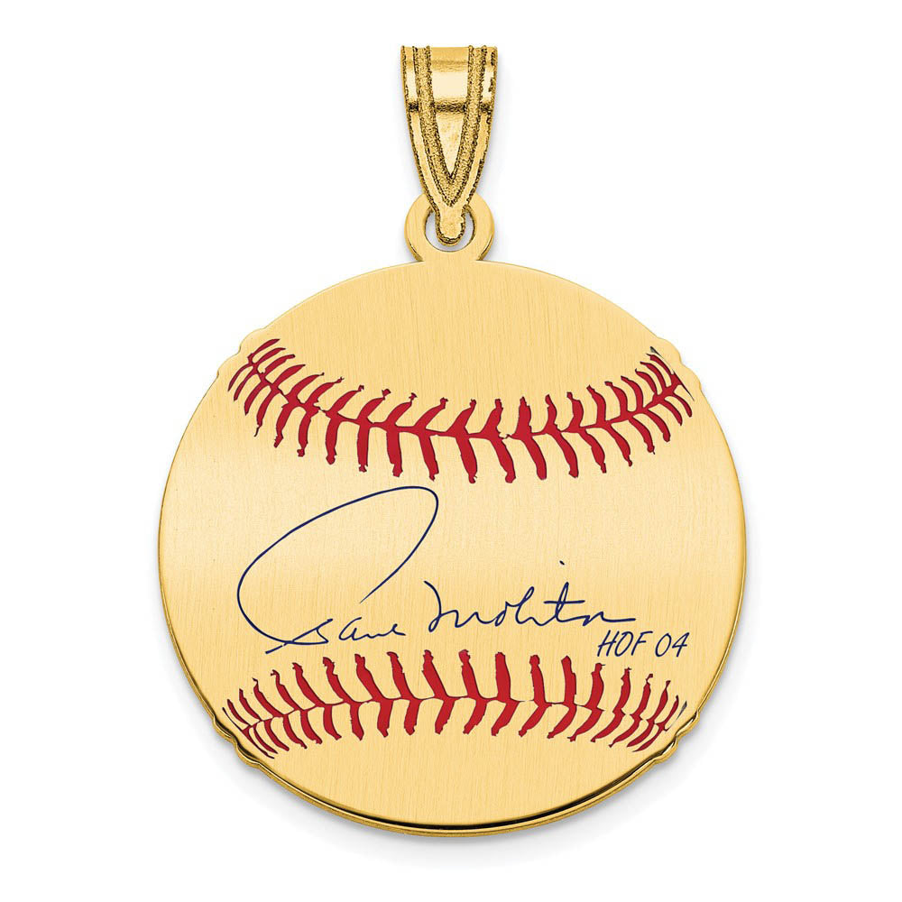 14K Gold Plated Paul Molitor Signature SM Enamel Baseball Pendant, Item P31378 by The Black Bow Jewelry Co.