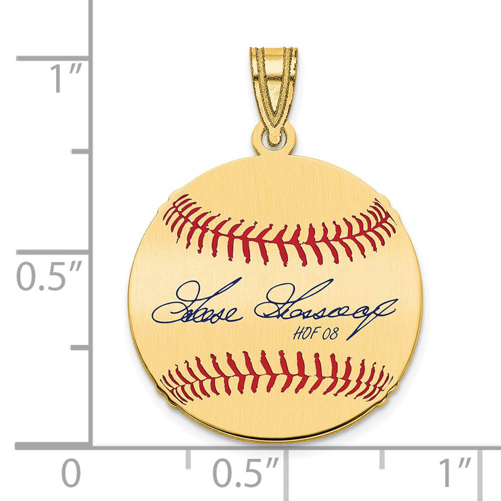 Alternate view of the 14K Gold Plated Rich GOOSE Gossage Signature SM Enaml Baseball Pendant by The Black Bow Jewelry Co.