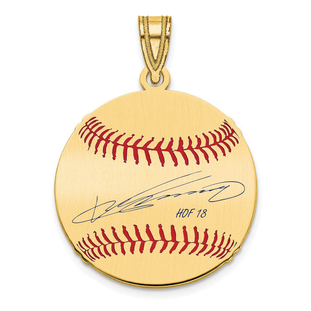 14K Gold Plated Vladimir Guerrero Signature SM Enamel Baseball Pendant, Item P31400 by The Black Bow Jewelry Co.