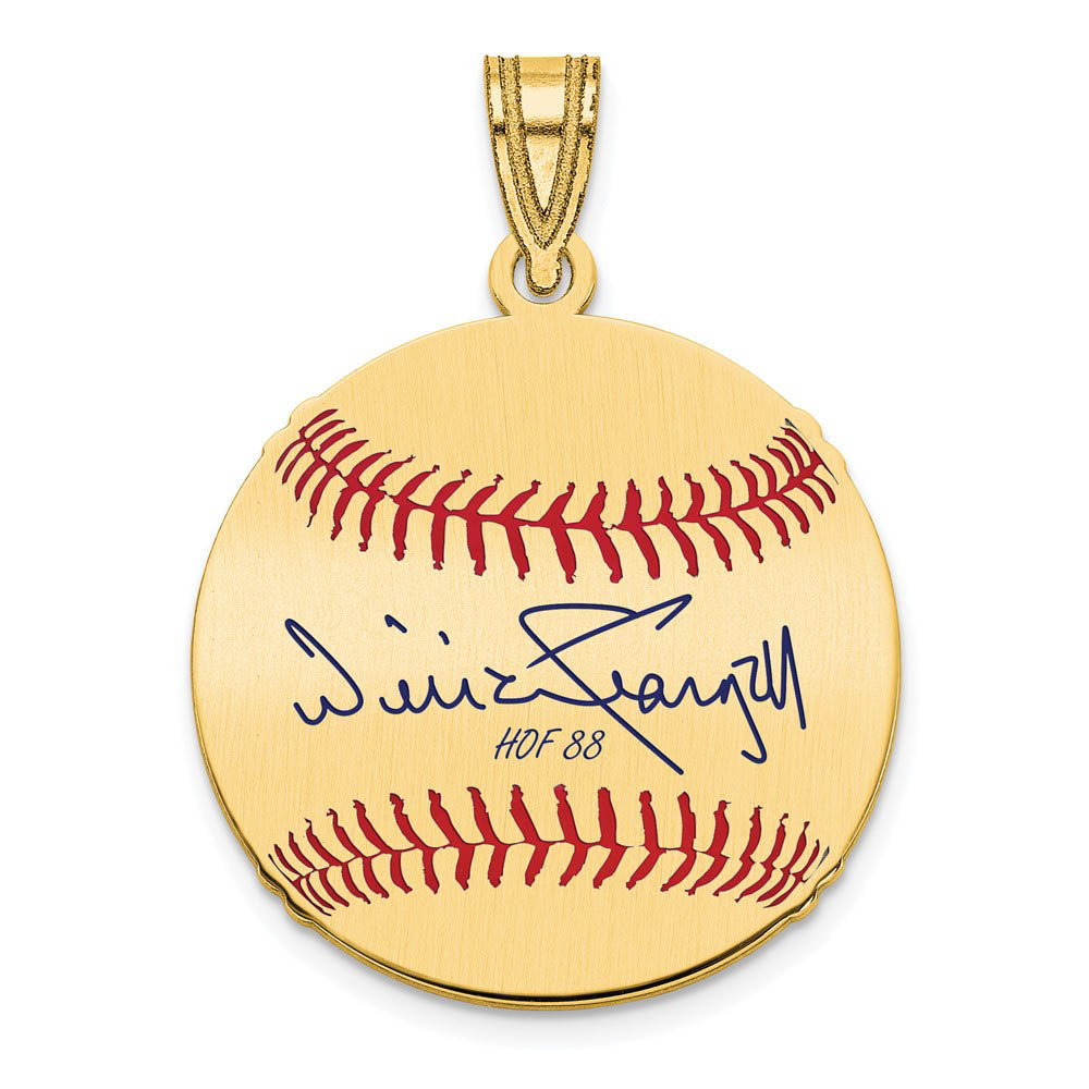 14K Gold Plated Willie Stargell Signature SM Enamel Baseball Pendant, Item P31405 by The Black Bow Jewelry Co.