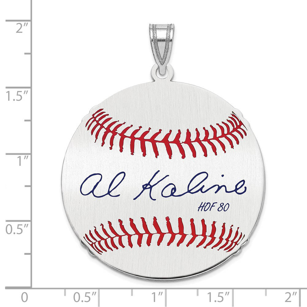 Alternate view of the Sterling Silver Al Kaline Signature LG Enamel Baseball Pendant by The Black Bow Jewelry Co.