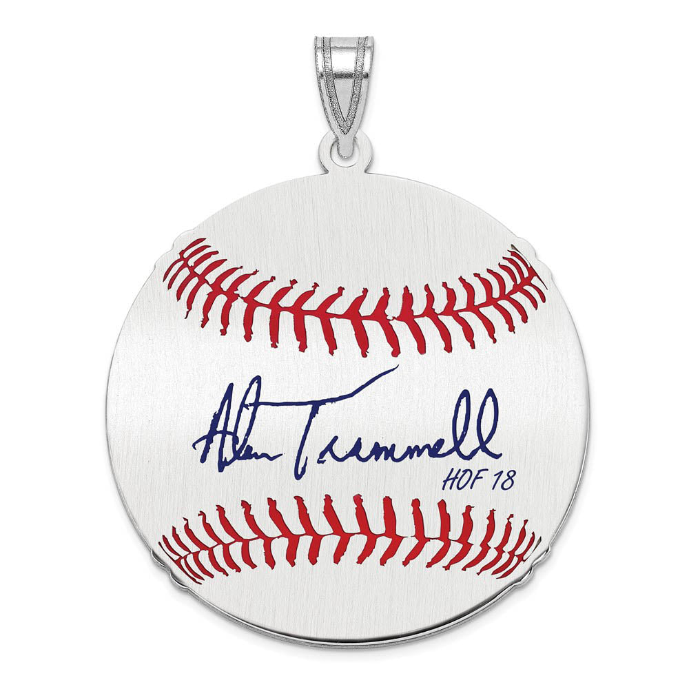 Sterling Silver Alan Trammell Signature LG Enamel Baseball Pendant, Item P31408 by The Black Bow Jewelry Co.
