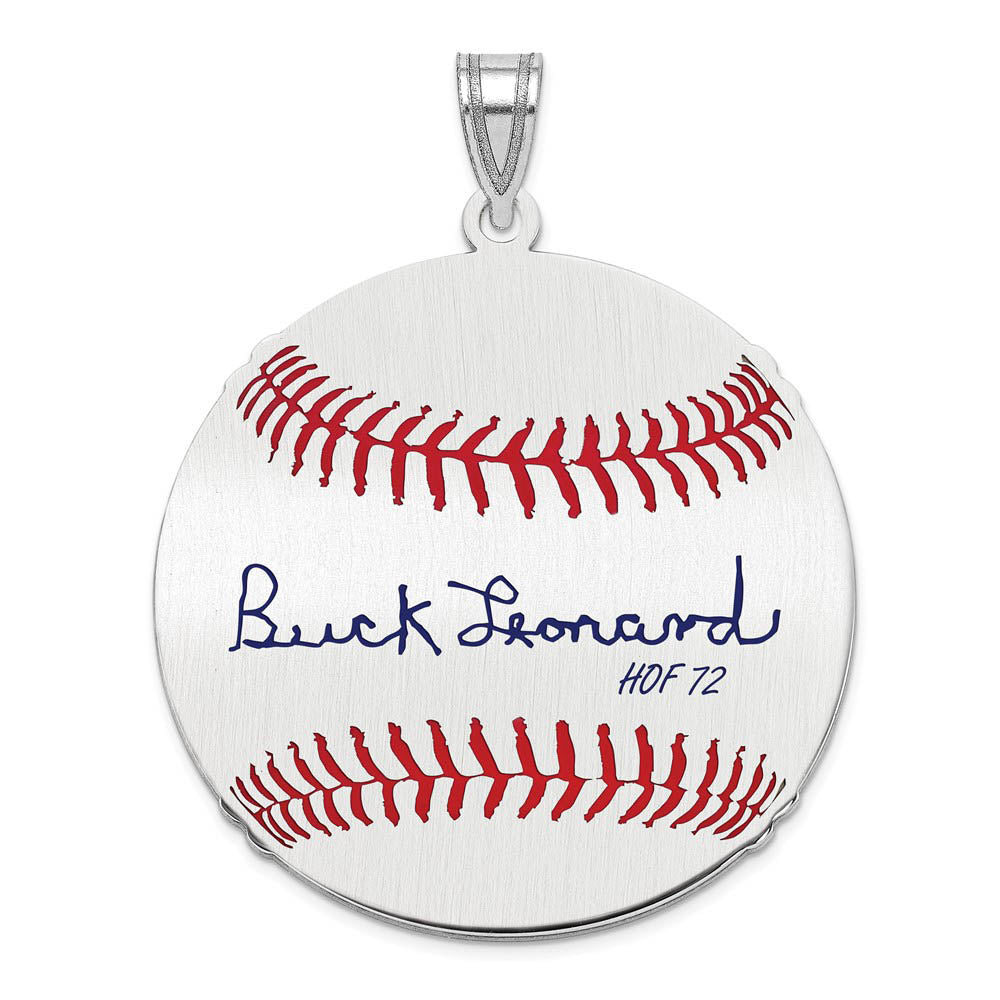Sterling Silver Buck Leonard Signature LG Enamel Baseball Pendant, Item P31413 by The Black Bow Jewelry Co.