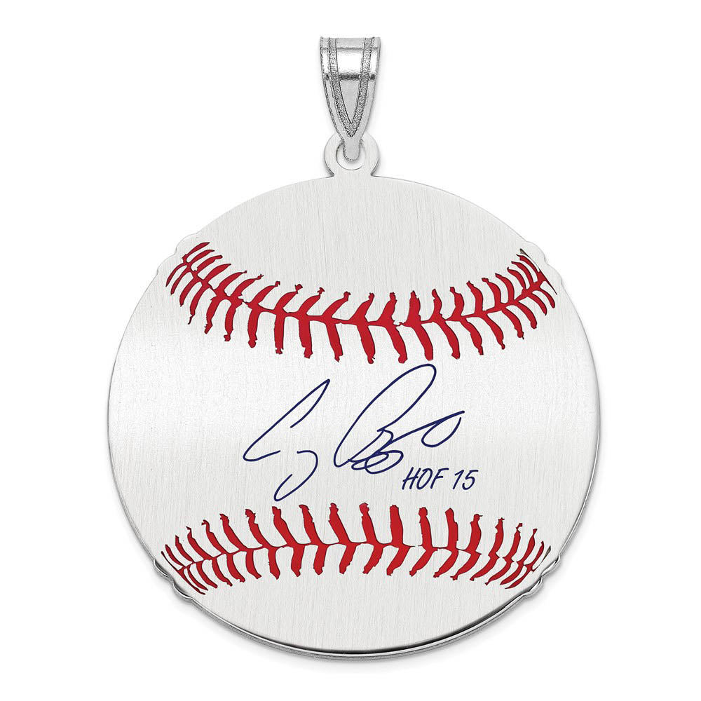 Sterling Silver Craig Biggio Signature LG Enamel Baseball Pendant, Item P31419 by The Black Bow Jewelry Co.