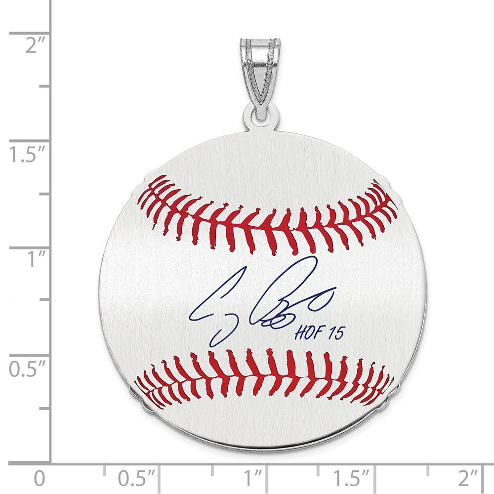 Alternate view of the Sterling Silver Craig Biggio Signature LG Enamel Baseball Pendant by The Black Bow Jewelry Co.