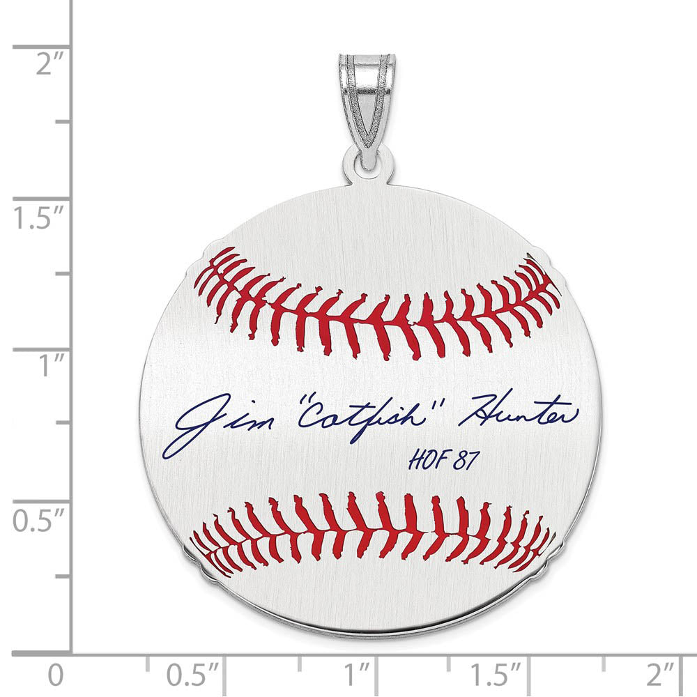 Alternate view of the Sterling Silver Catfish Hunter Signature LG Enamel Baseball Pendant by The Black Bow Jewelry Co.