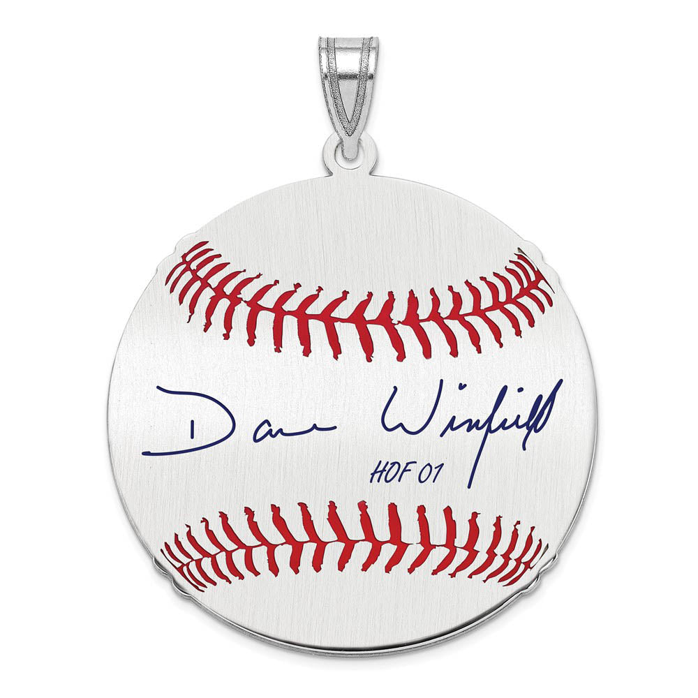 Sterling Silver Dave Winfield Signature LG Enamel Baseball Pendant, Item P31423 by The Black Bow Jewelry Co.