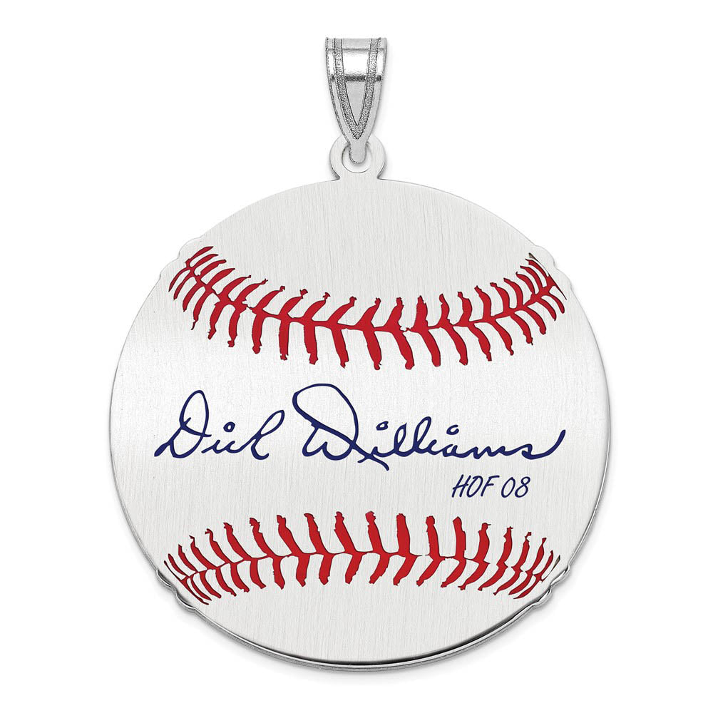 Sterling Silver Dick Williams Signature LG Enamel Baseball Pendant, Item P31424 by The Black Bow Jewelry Co.