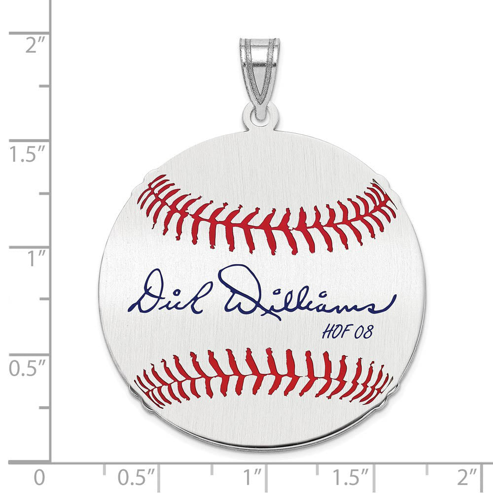 Alternate view of the Sterling Silver Dick Williams Signature LG Enamel Baseball Pendant by The Black Bow Jewelry Co.