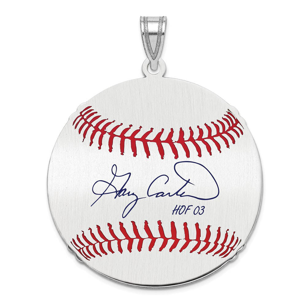 Sterling Silver Gary Carter Signature LG Enamel Baseball Pendant, Item P31433 by The Black Bow Jewelry Co.