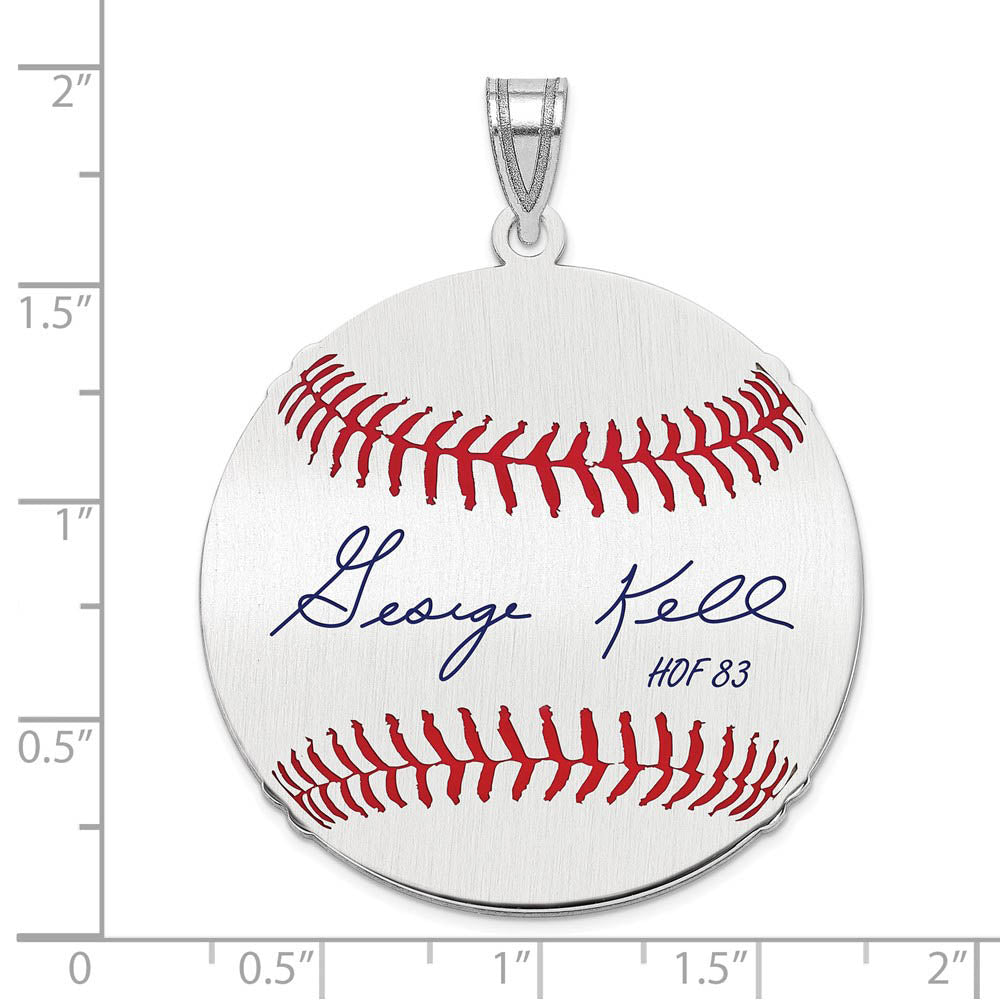 Alternate view of the Sterling Silver George Kell Signature LG Enamel Baseball Pendant by The Black Bow Jewelry Co.