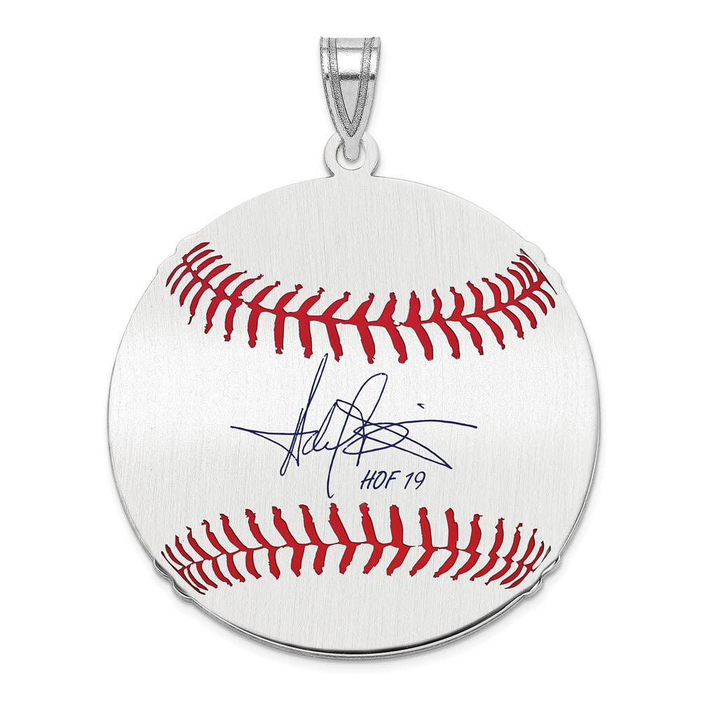 Sterling Silver Harold Baines Signature LG Enamel Baseball Pendant, Item P31435 by The Black Bow Jewelry Co.