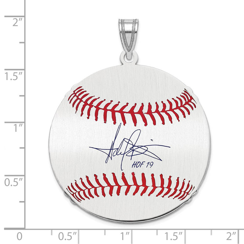 Alternate view of the Sterling Silver Harold Baines Signature LG Enamel Baseball Pendant by The Black Bow Jewelry Co.