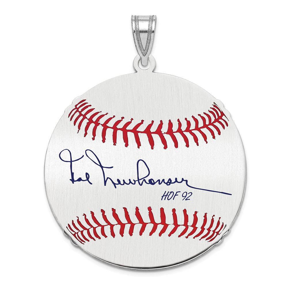 Sterling Silver Hal Newhouser Signature LG Enamel Baseball Pendant, Item P31437 by The Black Bow Jewelry Co.