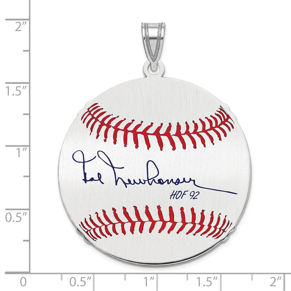 Alternate view of the Sterling Silver Hal Newhouser Signature LG Enamel Baseball Pendant by The Black Bow Jewelry Co.