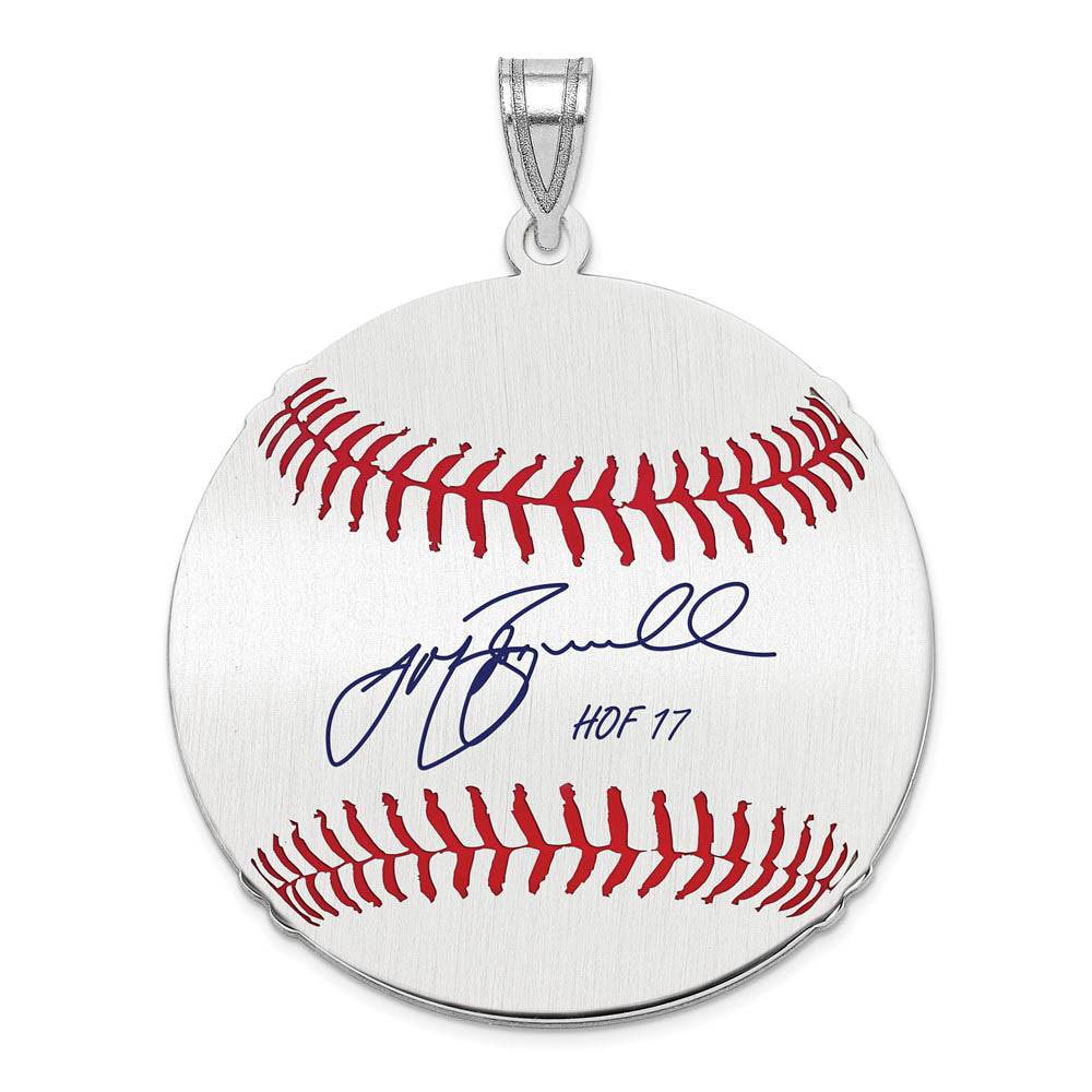 Sterling Silver Jeff Bagwell Signature LG Enamel Baseball Pendant, Item P31440 by The Black Bow Jewelry Co.