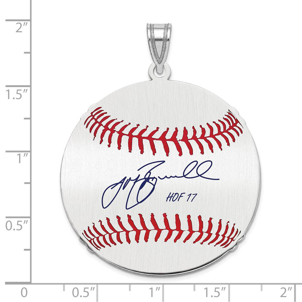 Alternate view of the Sterling Silver Jeff Bagwell Signature LG Enamel Baseball Pendant by The Black Bow Jewelry Co.