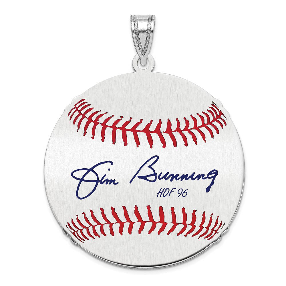 Sterling Silver Jim Bunning Signature LG Enamel Baseball Pendant, Item P31441 by The Black Bow Jewelry Co.