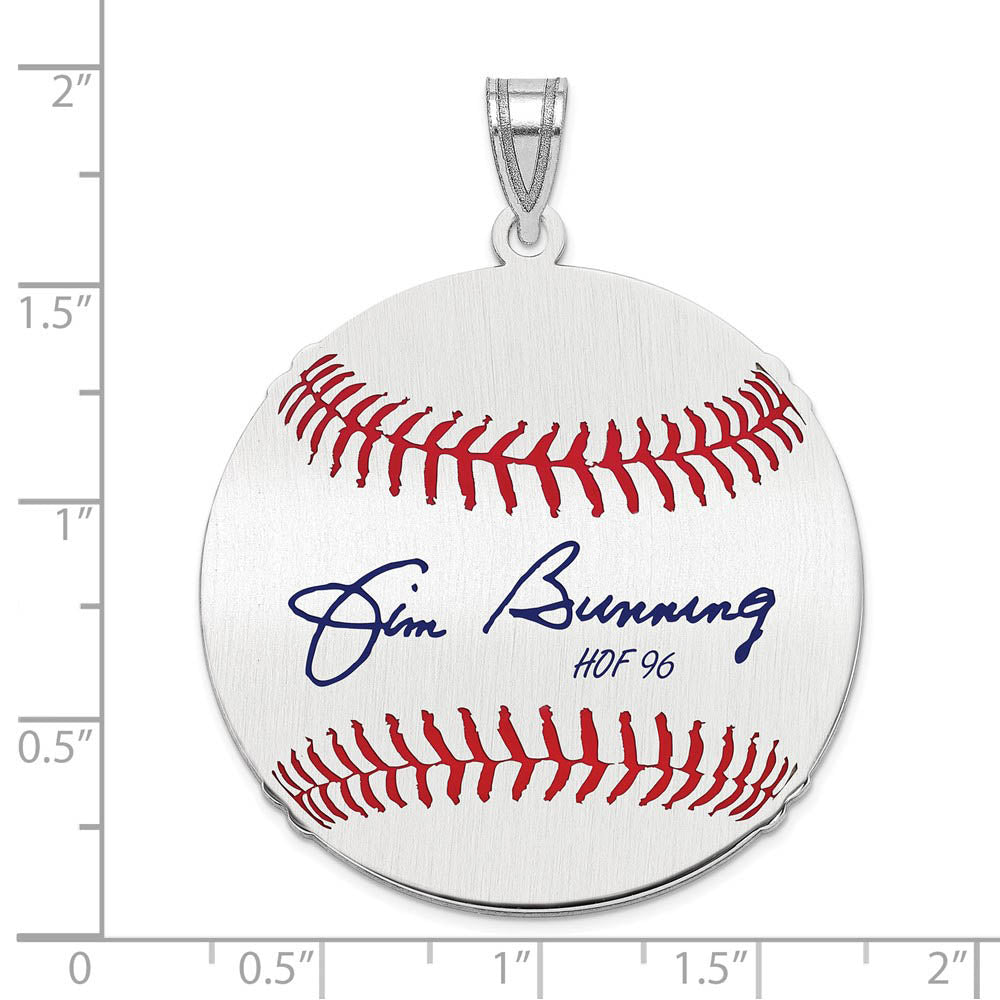Alternate view of the Sterling Silver Jim Bunning Signature LG Enamel Baseball Pendant by The Black Bow Jewelry Co.