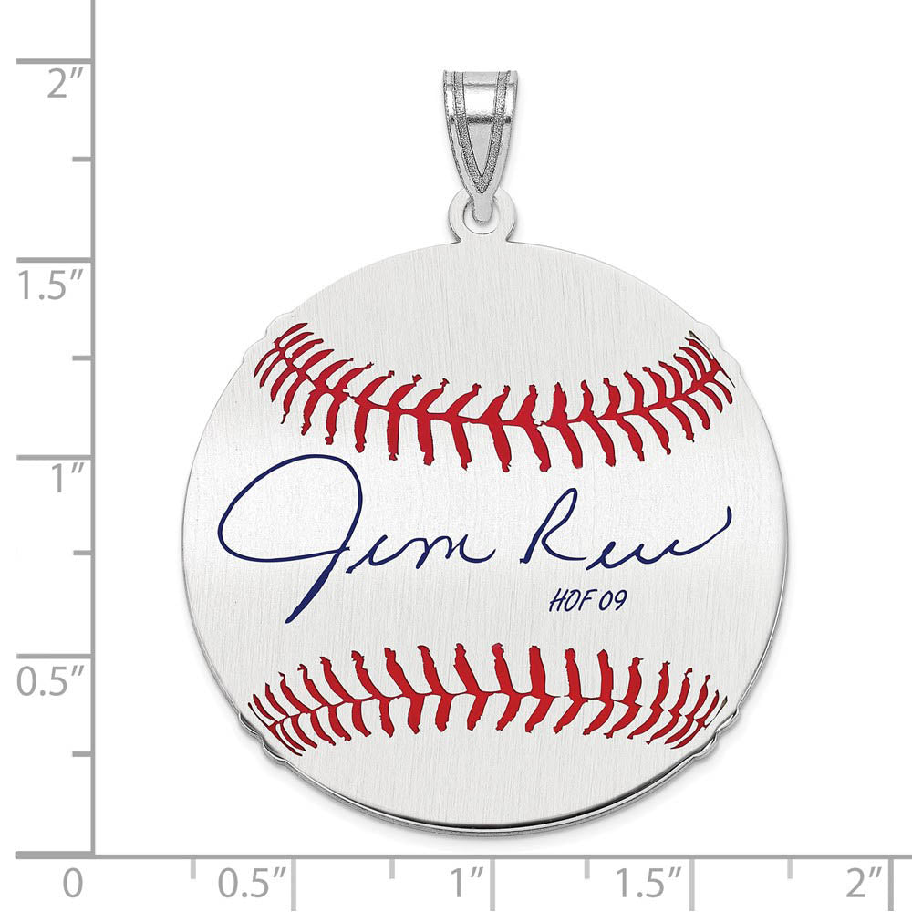 Alternate view of the Sterling Silver Jim Rice Signature LG Enamel Baseball Pendant by The Black Bow Jewelry Co.