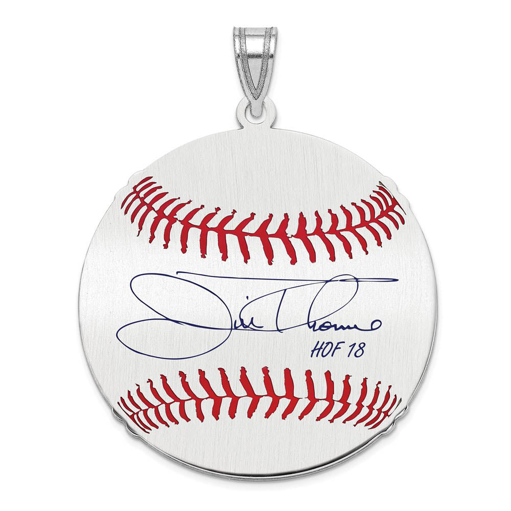 Sterling Silver Jim Thome Signature LG Enamel Baseball Pendant, Item P31448 by The Black Bow Jewelry Co.