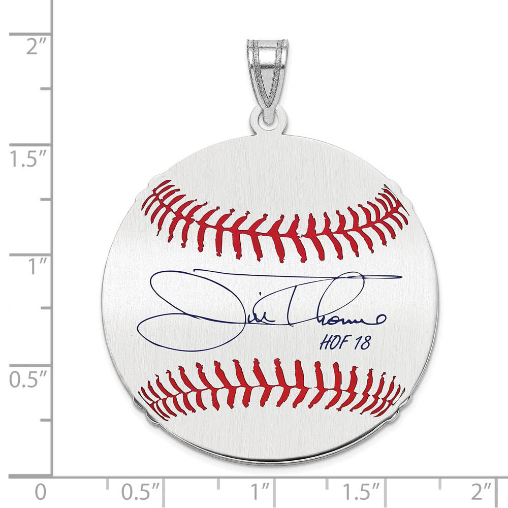 Alternate view of the Sterling Silver Jim Thome Signature LG Enamel Baseball Pendant by The Black Bow Jewelry Co.