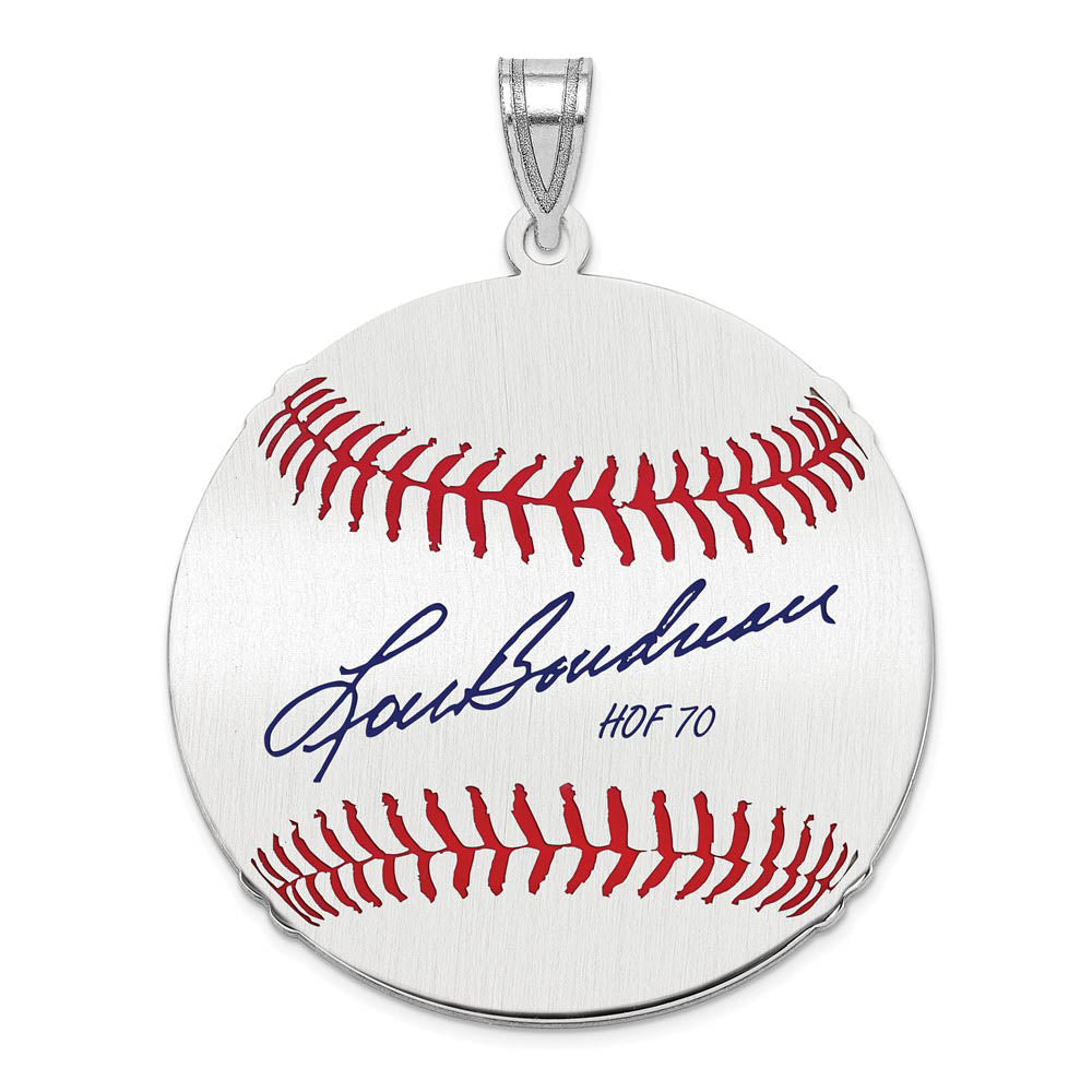 Sterling Silver Lou Boudreau Signature LG Enamel Baseball Pendant, Item P31450 by The Black Bow Jewelry Co.