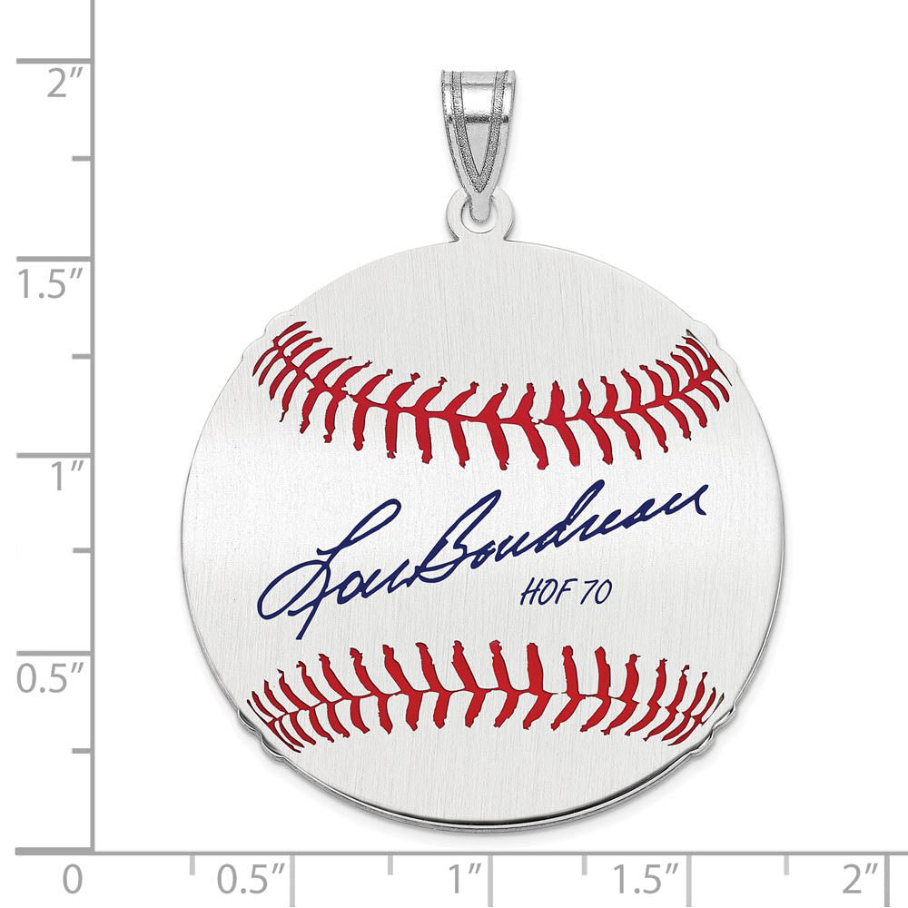 Alternate view of the Sterling Silver Lou Boudreau Signature LG Enamel Baseball Pendant by The Black Bow Jewelry Co.