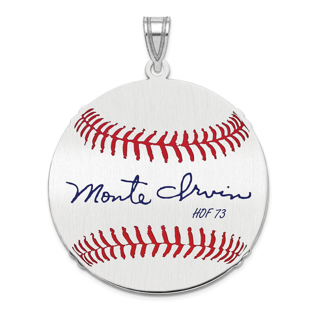 Sterling Silver Monte Irvin Signature LG Enamel Baseball Pendant, Item P31453 by The Black Bow Jewelry Co.