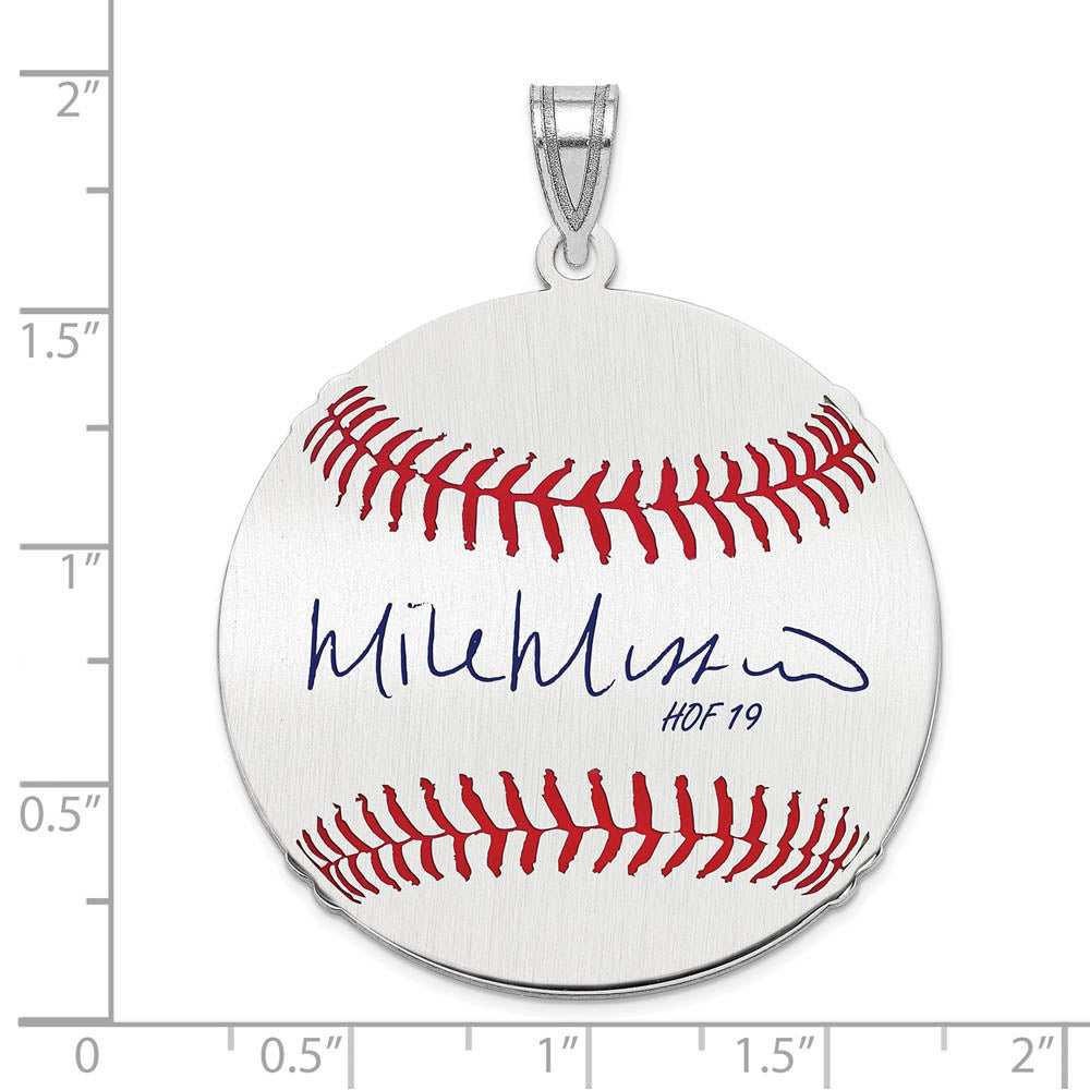 Alternate view of the Sterling Silver Mike Mussina Signature LG Enamel Baseball Pendant by The Black Bow Jewelry Co.