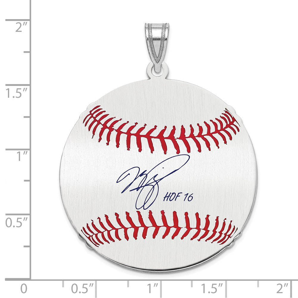 Alternate view of the Sterling Silver Mike Piazza Signature LG Enamel Baseball Pendant by The Black Bow Jewelry Co.