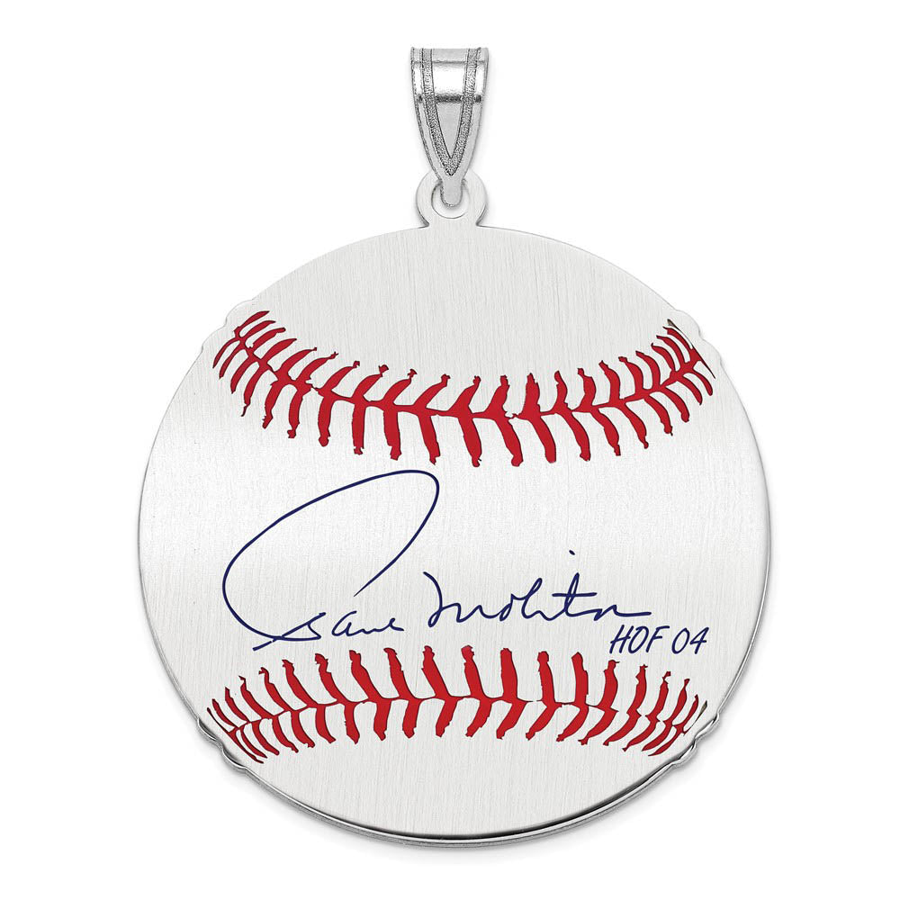 Sterling Silver Paul Molitor Signature LG Enamel Baseball Pendant, Item P31457 by The Black Bow Jewelry Co.