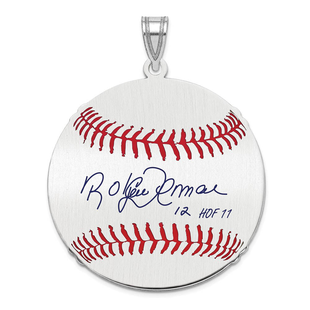 Sterling Silver Roberto Alomar Signature LG Enamel Baseball Pendant, Item P31460 by The Black Bow Jewelry Co.
