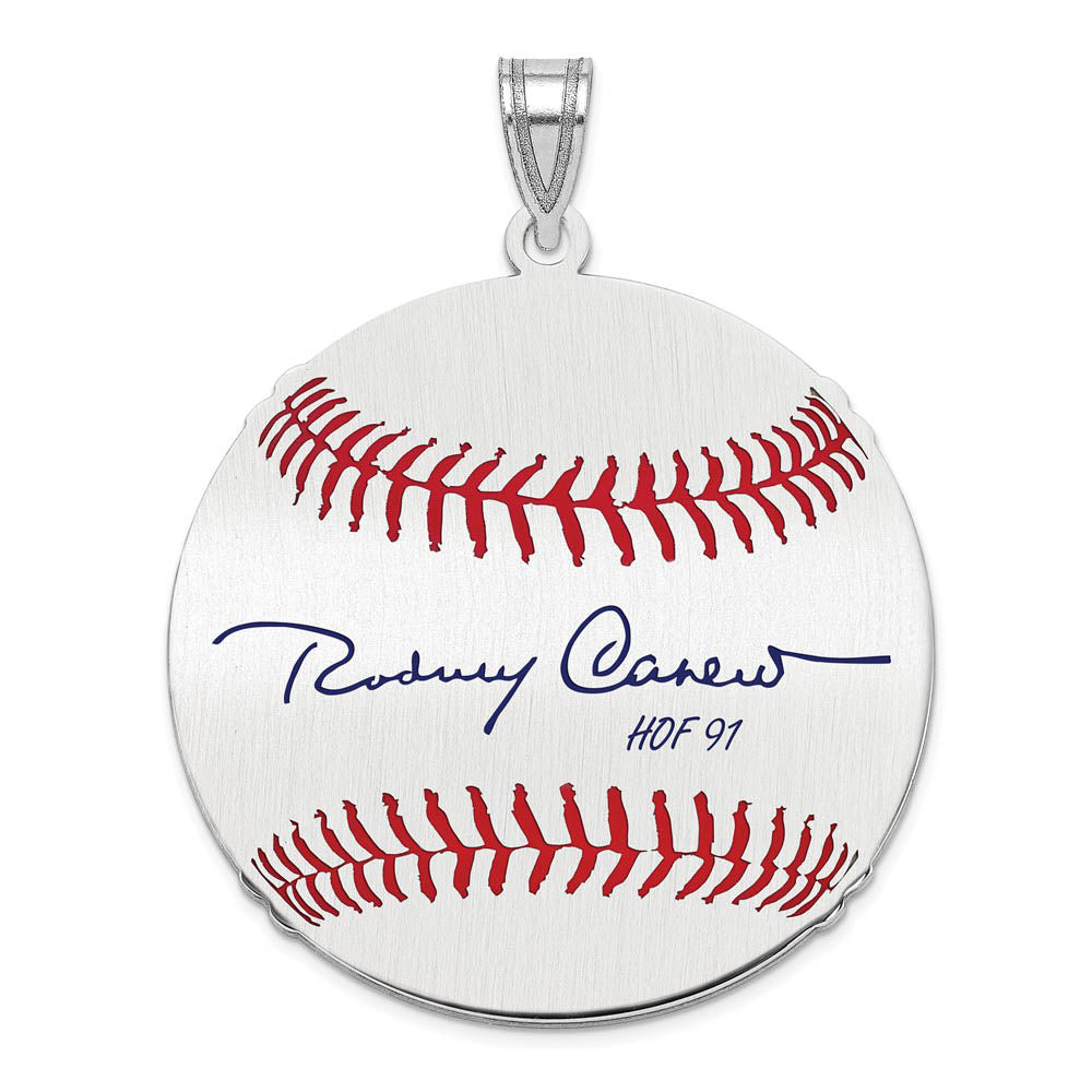 Sterling Silver Rod Carew Signature LG Enamel Baseball Pendant, Item P31462 by The Black Bow Jewelry Co.
